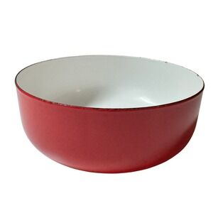 Vintage Finel Arabia Kaj Franck Enamelware Large Serving Bowl MCM Red &‎ White